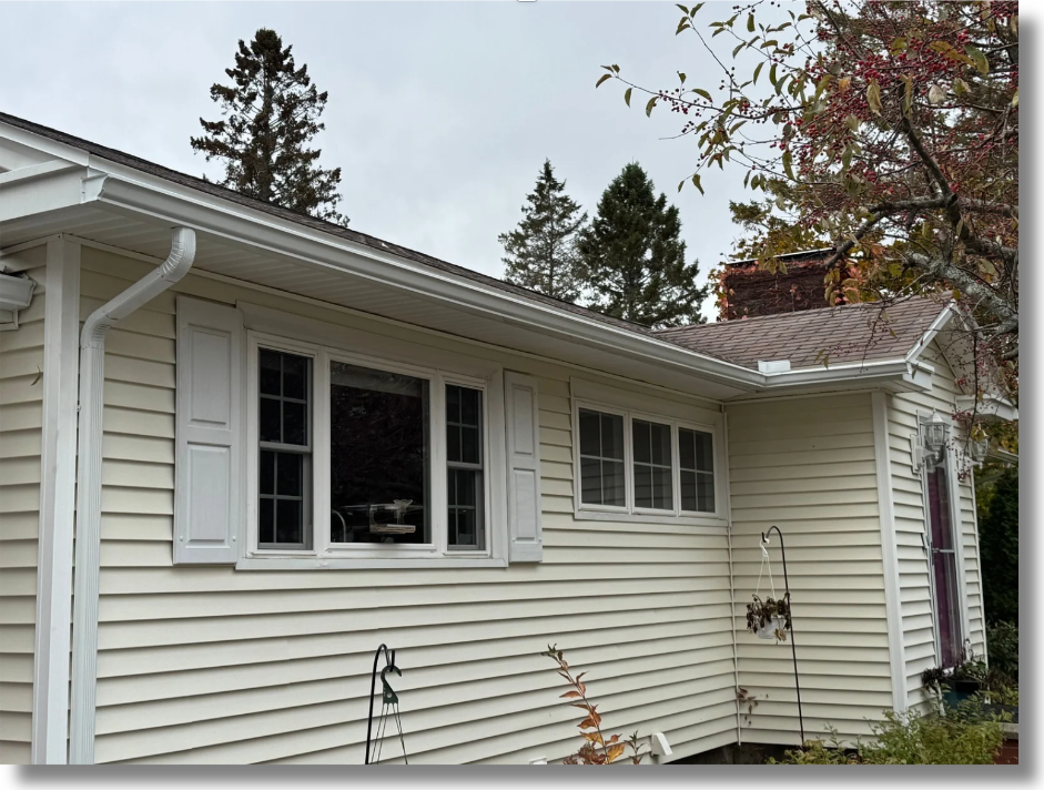Seamless gutter installation on Hampden Maine home by Guardian Home Services